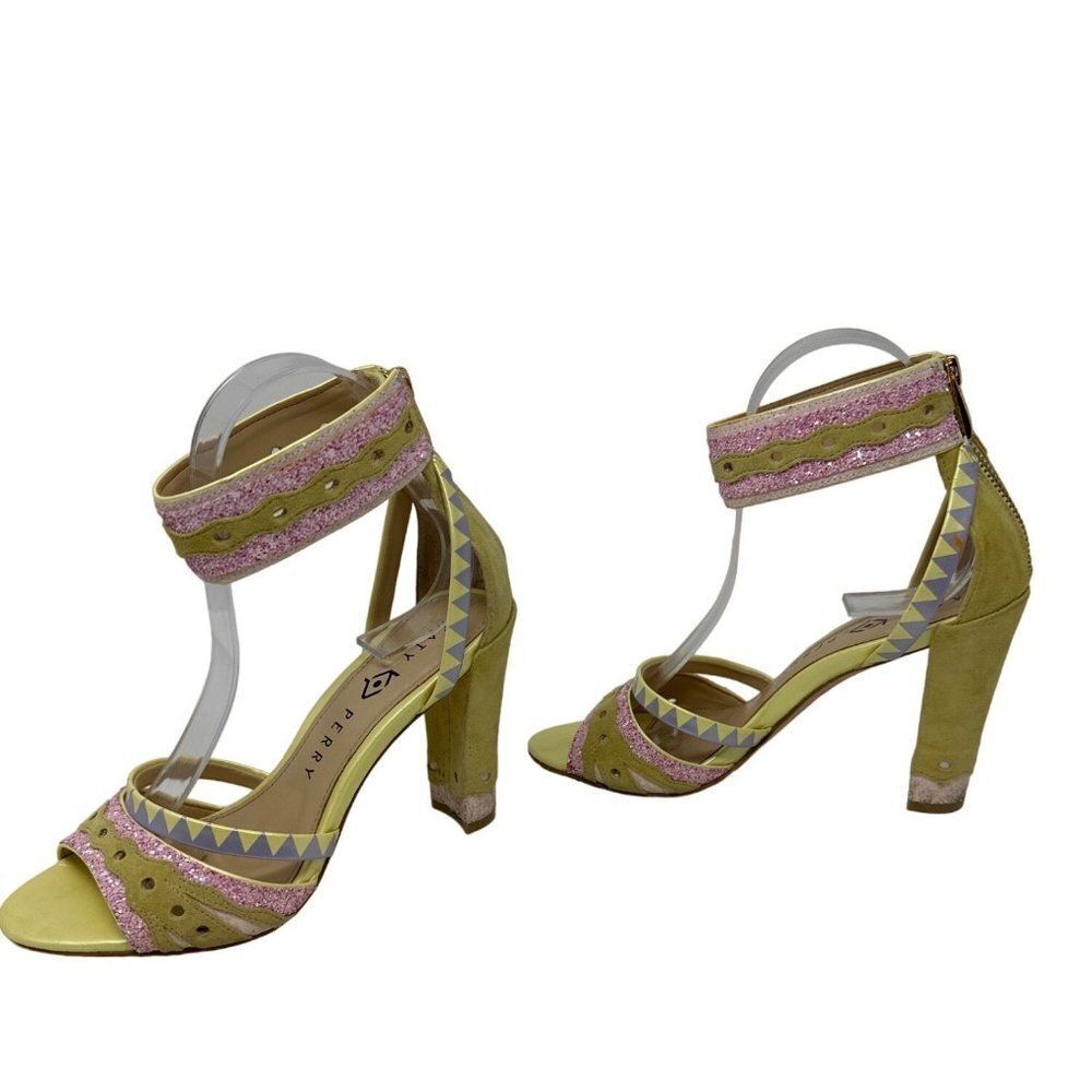 KATY PERRY The Kai Ankle Strap Green Yellow Pink High Heel Sandal Womens Size 6. - Picture 8 of 11